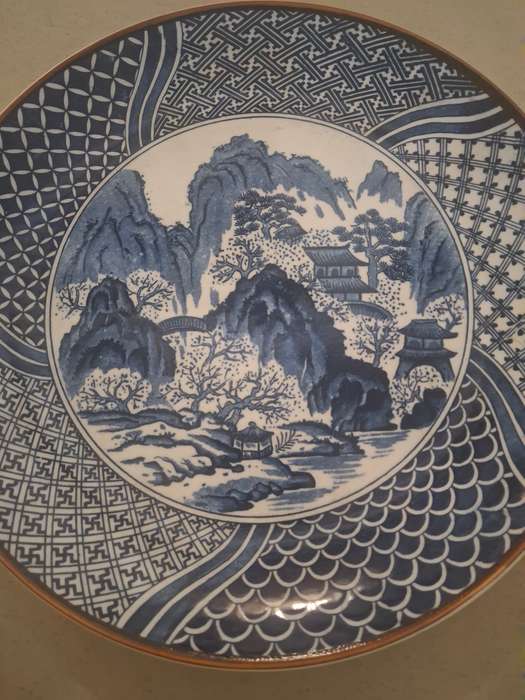 Stunning blue and white imperail imari display plate