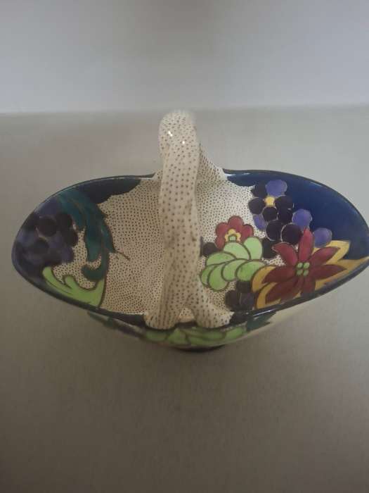 Tuscan floarl procleain vinatge display basket