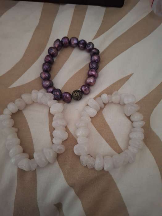 Three assorted ladies bangles two semi precious