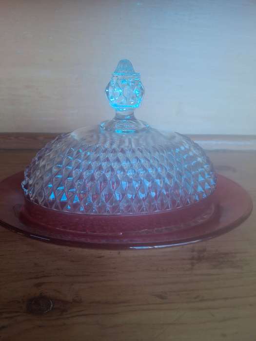 Nice vintage presses glass butter dish