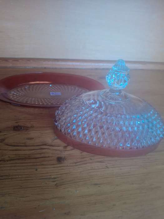 Nice vintage presses glass butter dish