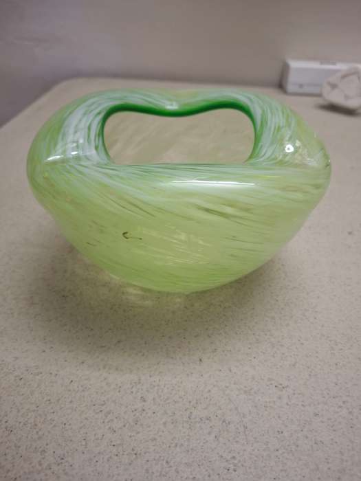 Vintage glass green colored ash try