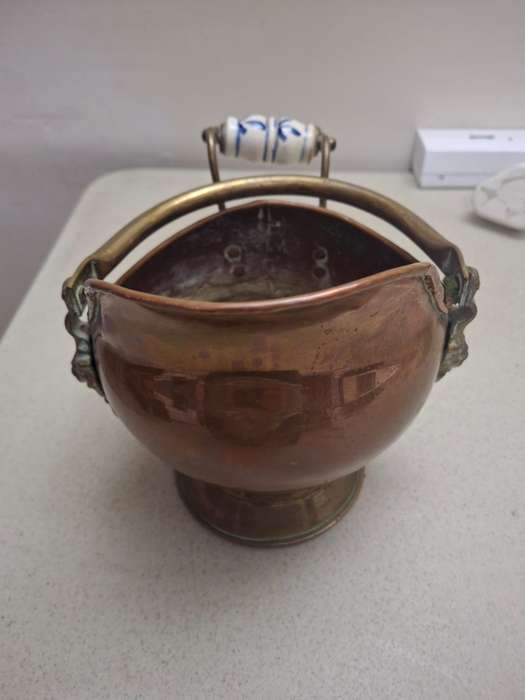 Small copper coal display bucket