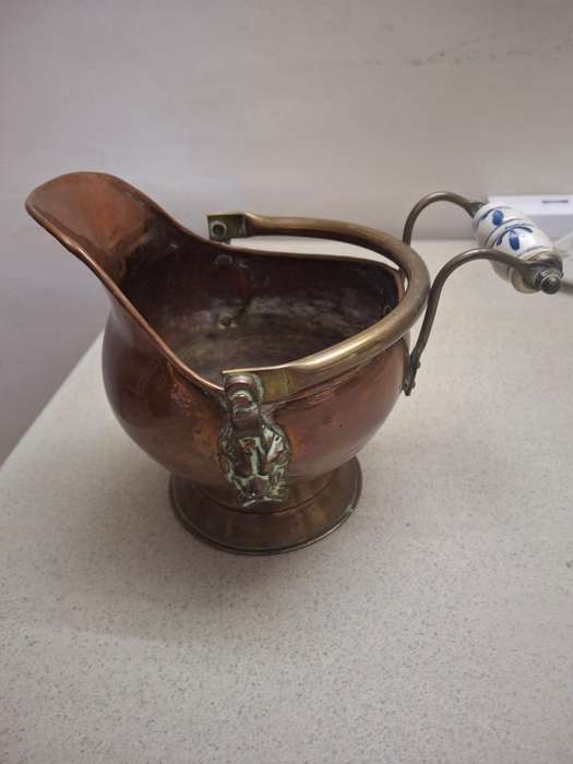Small copper coal display bucket