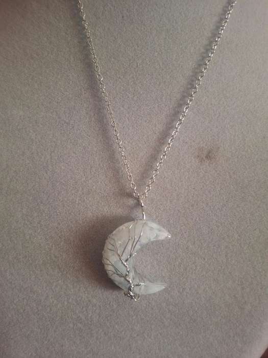 Wire wrap half moon  pendant