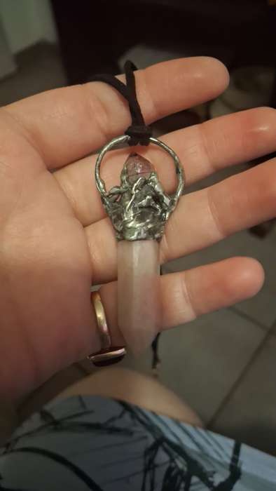Well made metal pink moonstone and amyesthest crystsk