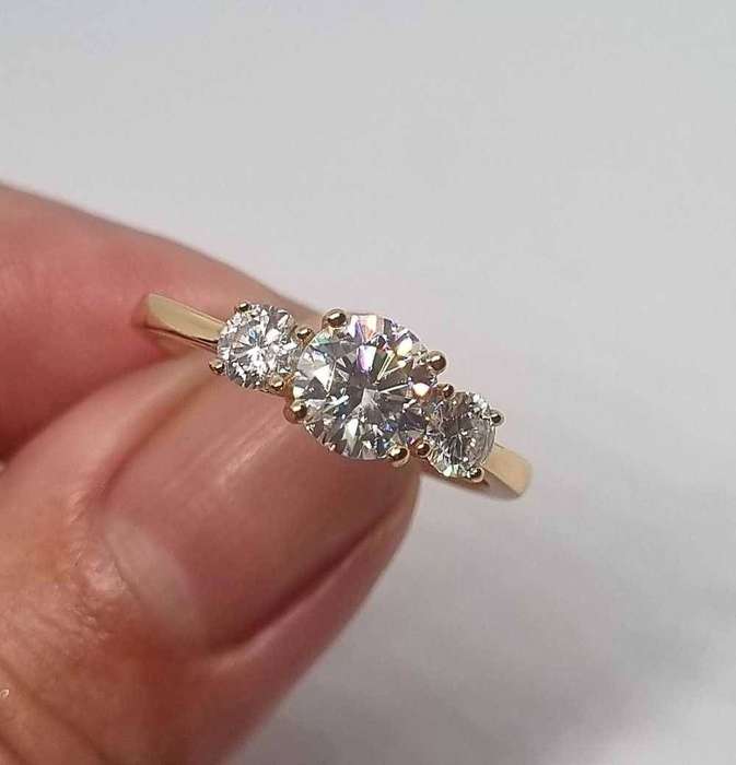 Sterling Silver Moissanite Trilogy Ring