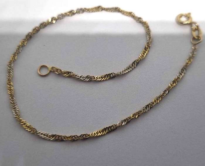 9ct Yellow and White Gold Singapore Twist Bracelet
