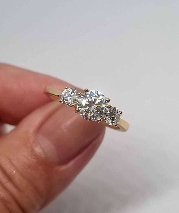 Sterling Silver Moissanite Trilogy Ring