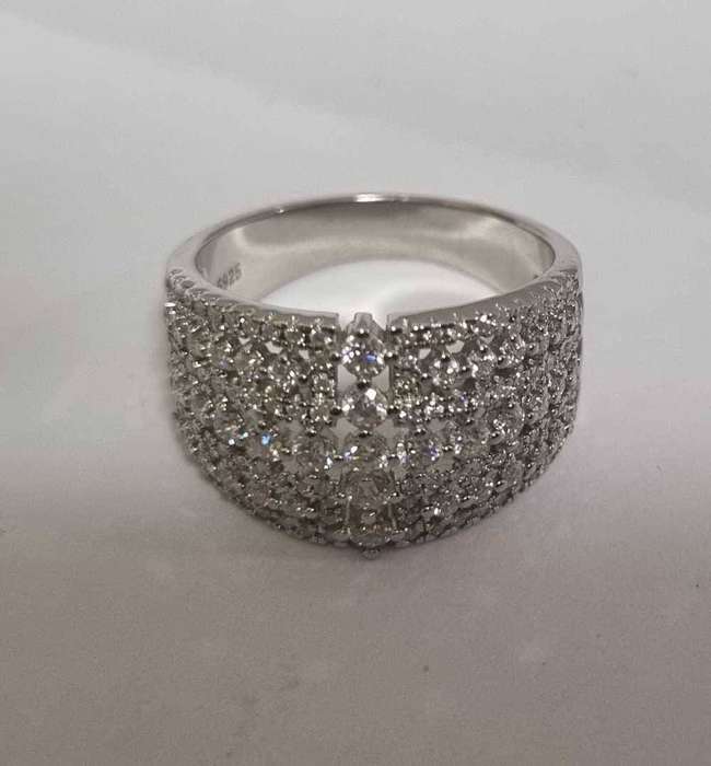 White Gold plated Sterling Silver Moissanite Ring