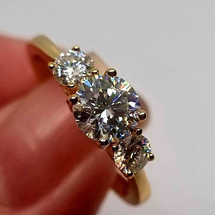 Sterling Silver Moissanite Trilogy Ring