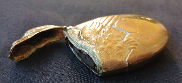 VINTAGE BRASS VESTA CASE WITH A FACE OF A DUCK                   " STUNNING "