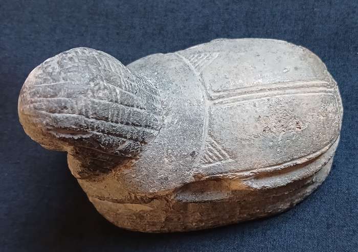 Egyptian Sphinx Headed Pottery Scarab Seal
