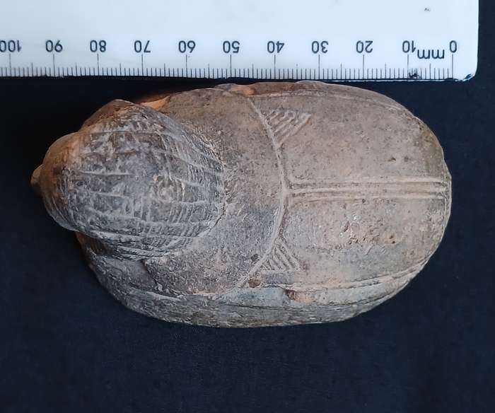 Egyptian Sphinx Headed Pottery Scarab Seal