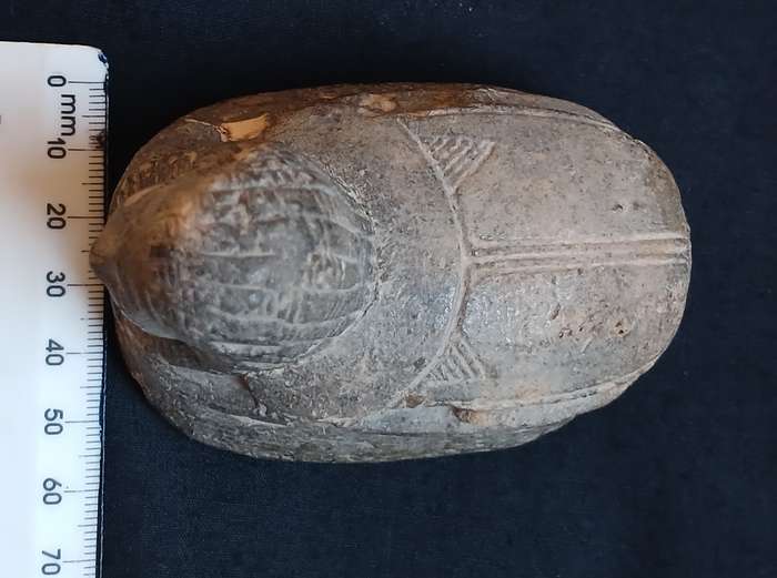 Egyptian Sphinx Headed Pottery Scarab Seal