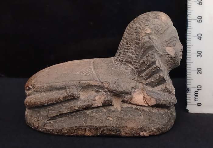 Egyptian Sphinx Headed Pottery Scarab Seal