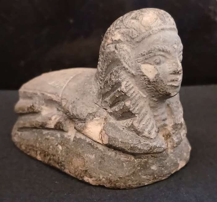 Egyptian Sphinx Headed Pottery Scarab Seal