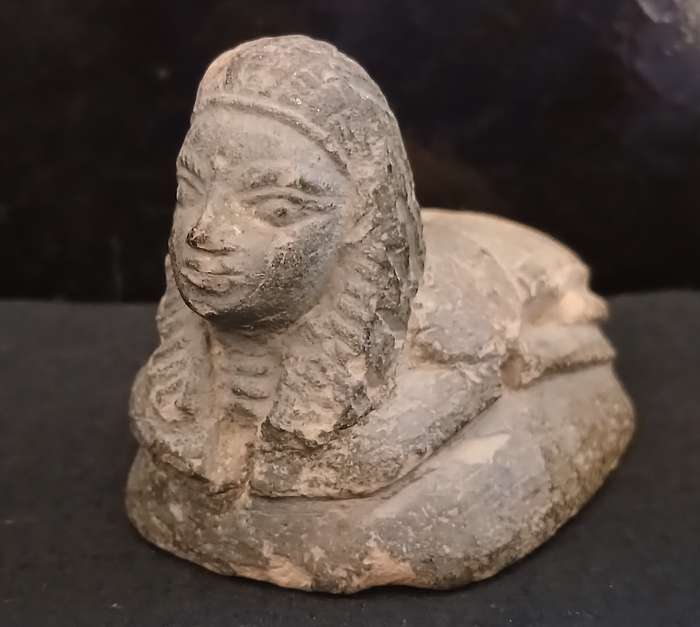 Egyptian Sphinx Headed Pottery Scarab Seal