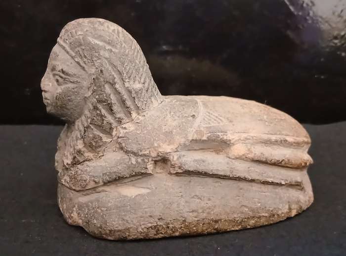 Egyptian Sphinx Headed Pottery Scarab Seal