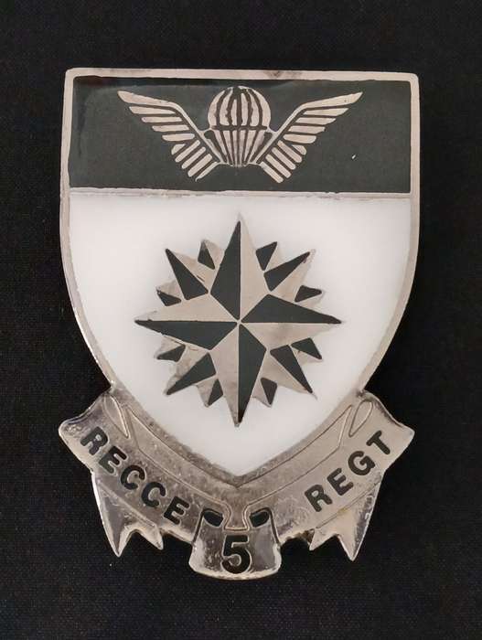 SADF 5 SPECIAL FORCES " RECCE "  COMMANDO METAL BADGE      WEIGHT: 105 grams              L132