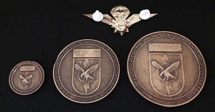 South African Special Task Force Medallions + Wings `` Medallion Sizes: 75mm , 63mm , 33mm      O1