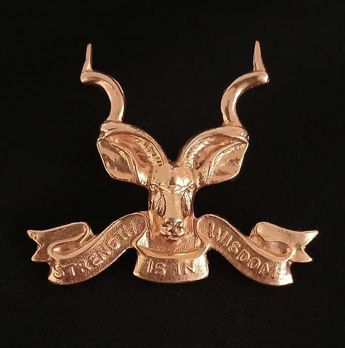HOMELANDS  ----   BOPHUTHATSWANA MILITARY BASE THABANCHU CAP BADGE   " SCARCE "         P2