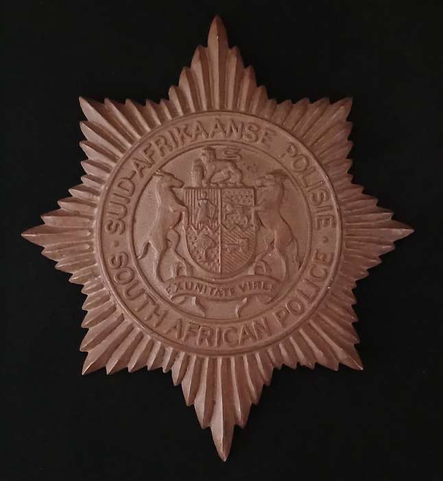Old South African Police Brass Badge                   L279