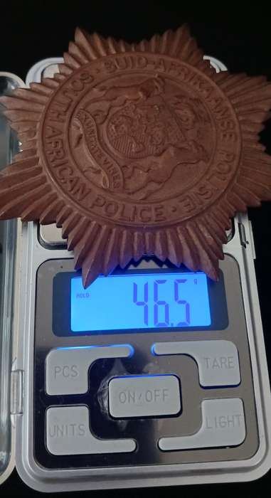 Old South African Police Brass Badge                   L279