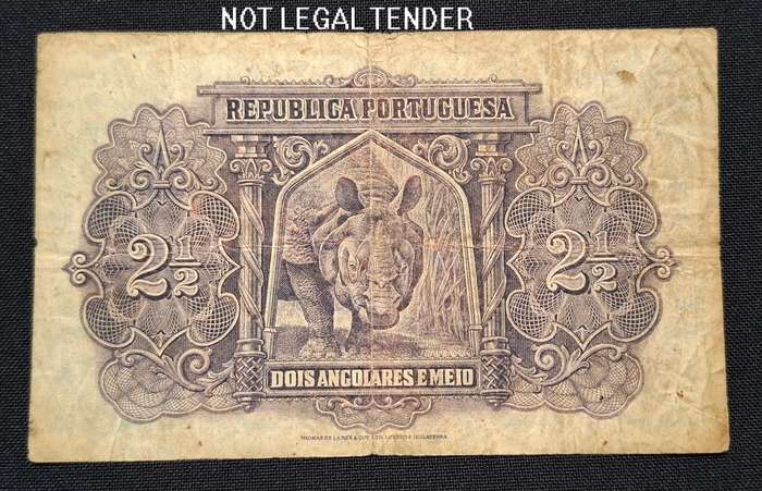 Angola 2 1/2 Angolares banknote of 1926 Republica Portuguesa               N17