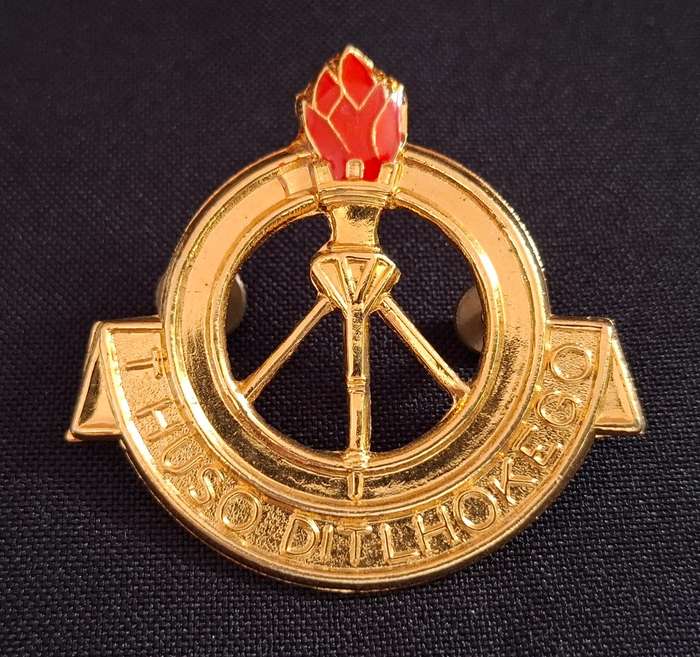 Bophuthatswana Defence Force Depot Gilding Metal And Enamel Cap Badge         E96
