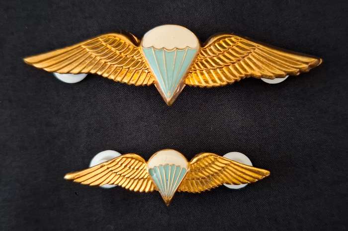 SA PARACHUTE BASIC PARATROOPER WING-8 JUMPS OR MORE Full size and Mess Dress     E111