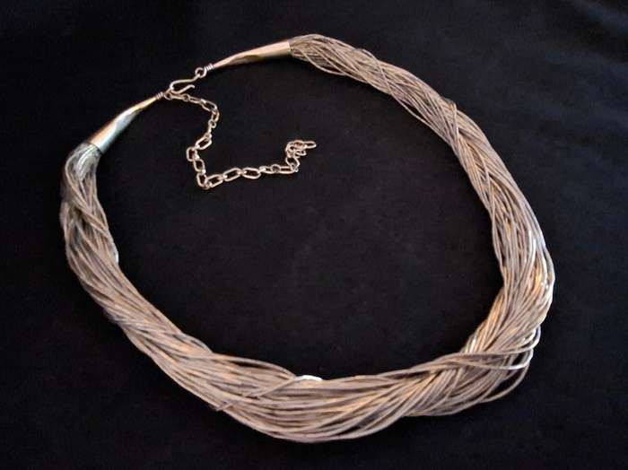Sterling Silver .925 50 Strand Necklace ( Hallmarked SUNRISE 925 ) ( 40cm ) Weight 40g   See Photo's
