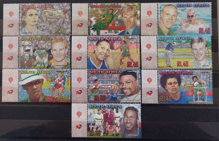 RSA - SACC 1348 - 1357 - SA Sporting Heroes - Full set of singles - MNH