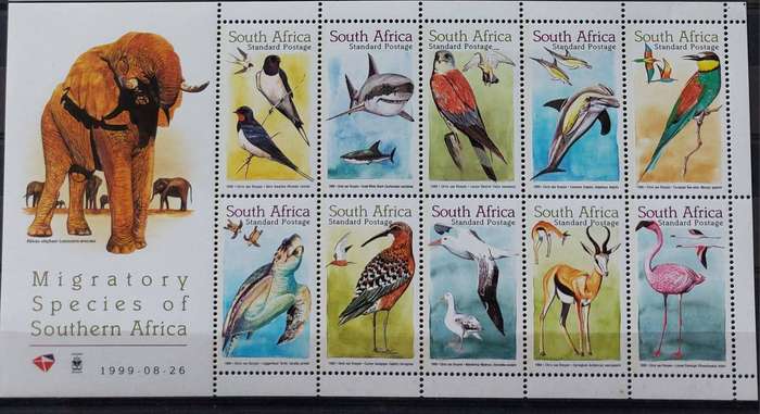 RSA 1999 - SACC 1245 - Migratory Species of SA - Sheetlet of 10
