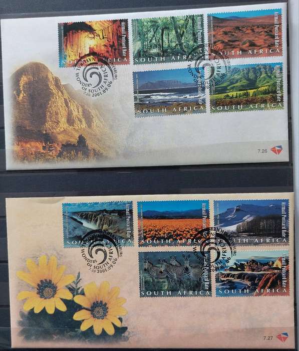 RSA - 2001 - FDC 7.26 and 7.27 - SA National Wonders - Only 9000 each produced - Scarce