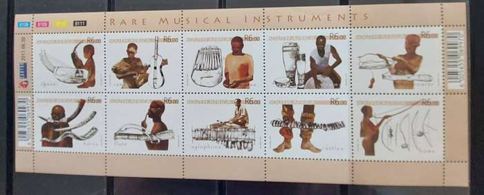 RSA - 2011 - SACC 2185 - Rare Musical Instruments - Sheet of 10 stamps - MNH