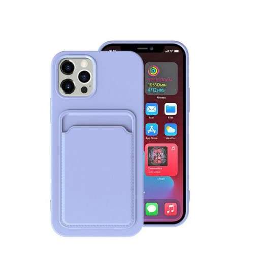 Compatible with Apple iPhone 13 Pro Case, Soft TPU Phone Cover with Credit Card Holder Slot Purple