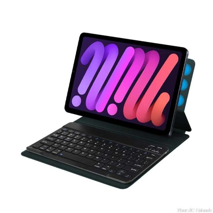 TUFF-LUV Bluetooth Folio keyboard Case for Apple iPad Mini 6 - Black
