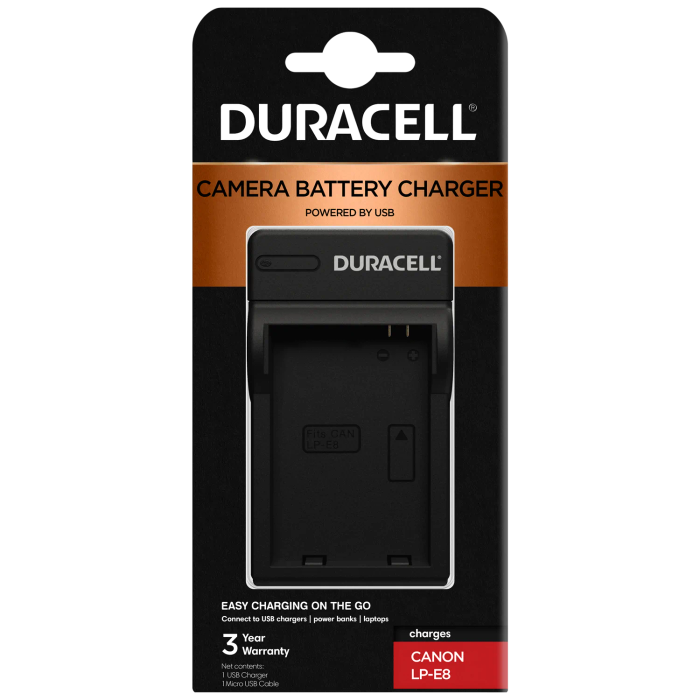Charger for Canon LP-E8 Battery by Duracel