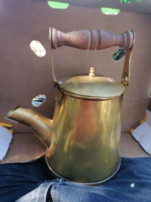 Antique heavy brass kettle