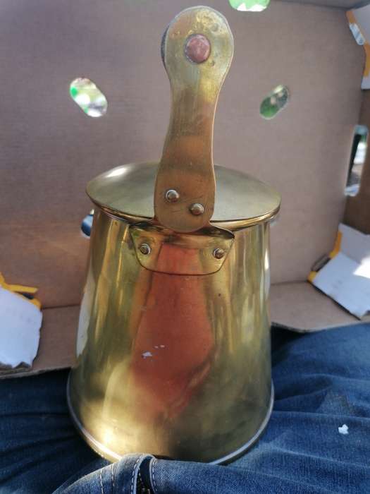 Antique heavy brass kettle