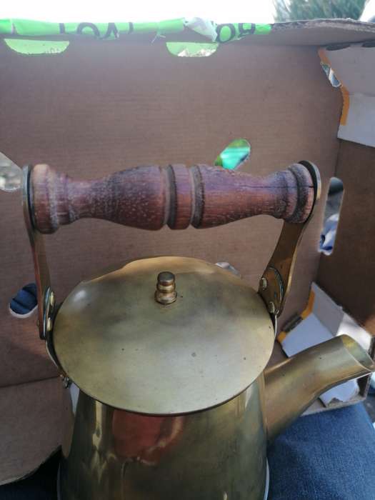 Antique heavy brass kettle