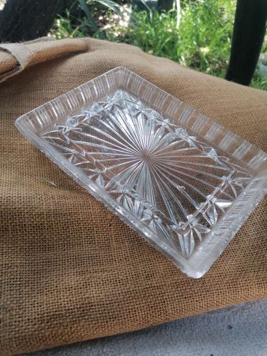 1940s - 1950s pressed glass vintage butter dish