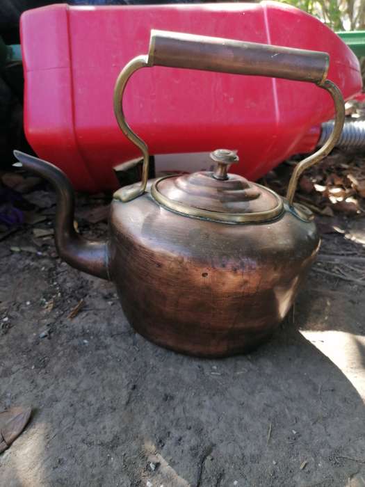 Antique copper kettle