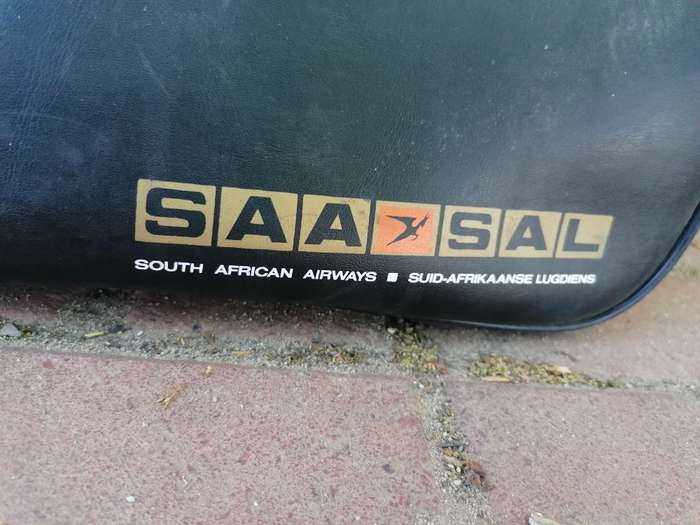 Vintage SAL SAA South African Airways Pilot Carry-On Vinyl Black Bag 1960s