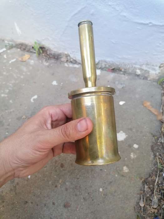 Vintage brass brass bell made from ammo shells