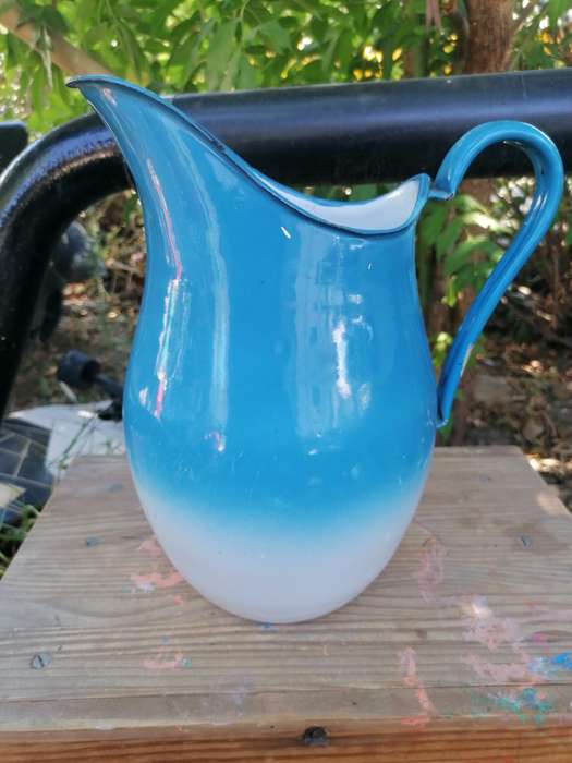 Vintage Enamel blue jug