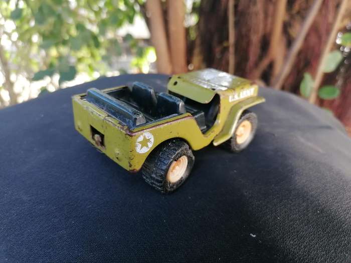 BUDDY L Willys Jeep Green Tinplate Army US Toy Japan Made Vintage 1970s
