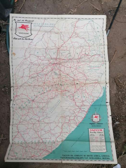 vintage road map of South Africa, published by the Vacuum Oil Company of South Africa, Limited.