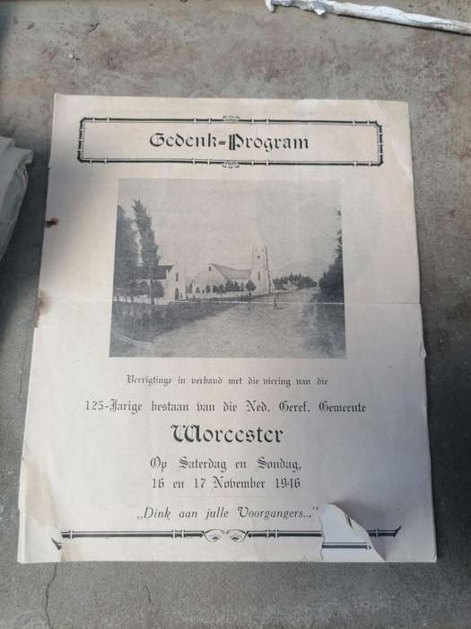 Gedenkboek program Worcester NG kerk 1946